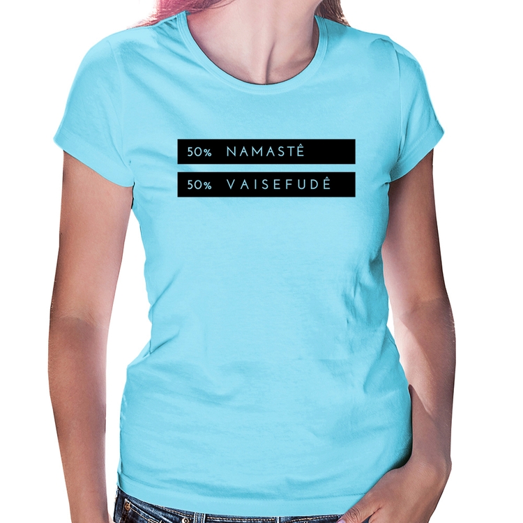 Baby Look 50% Namastê 50% Vaisefudê - Azul Bebê