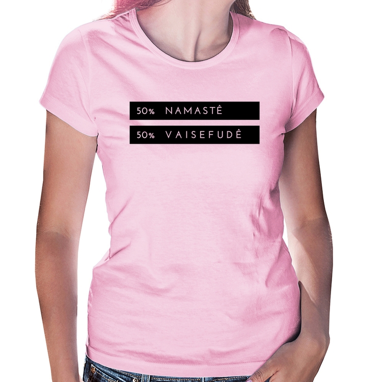 Baby Look 50% Namastê 50% Vaisefudê - Rosa Bebê