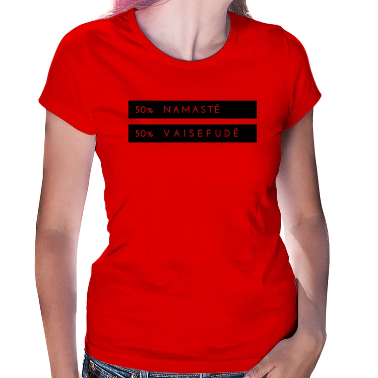 Baby Look 50% Namastê 50% Vaisefudê - Vermelha