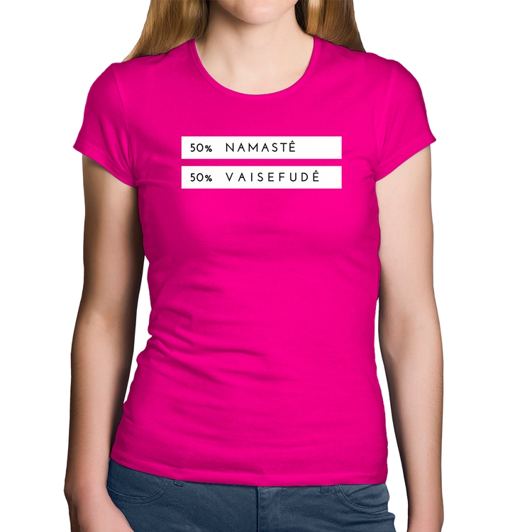 Baby Look Algodão 50% Namastê 50% Vaisefudê - Rosa