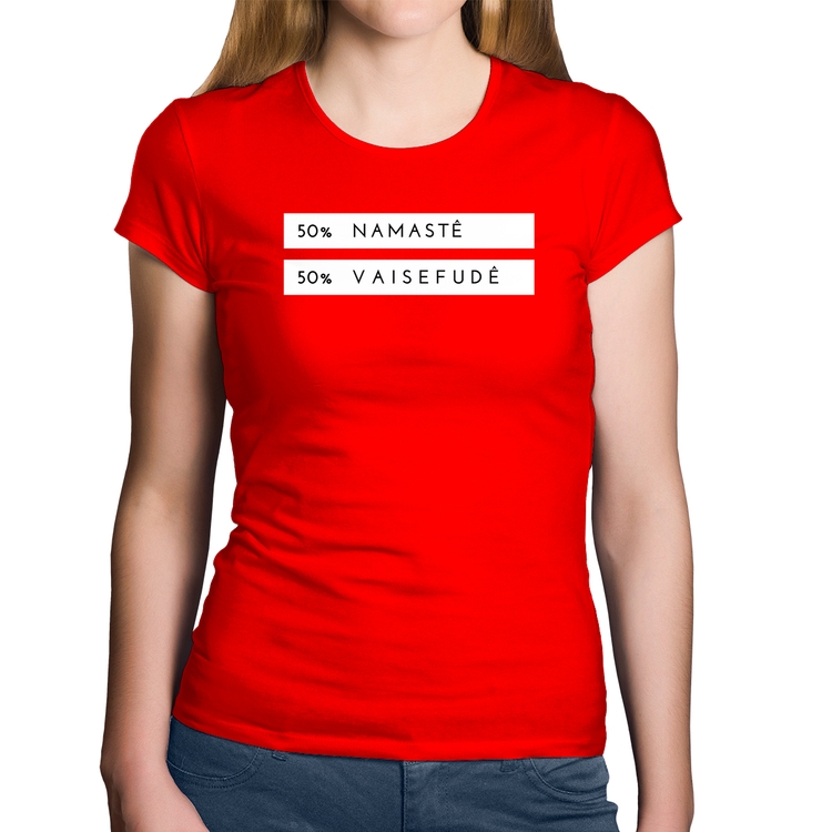 Baby Look Algodão 50% Namastê 50% Vaisefudê - Vermelha