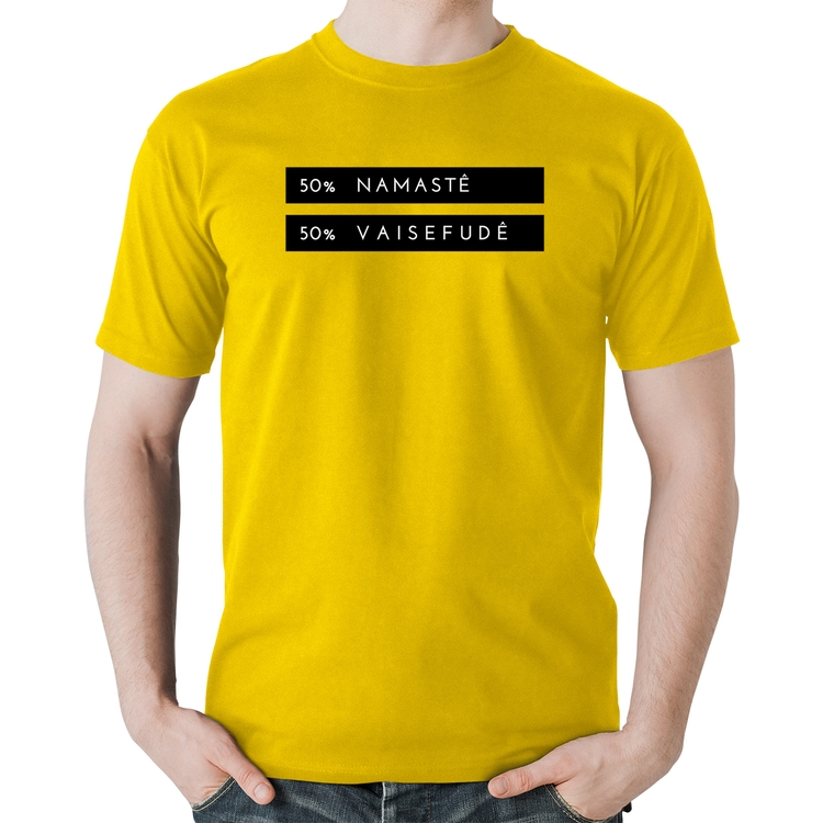 Camiseta Algodão 50% Namastê 50% Vaisefudê - Amarela