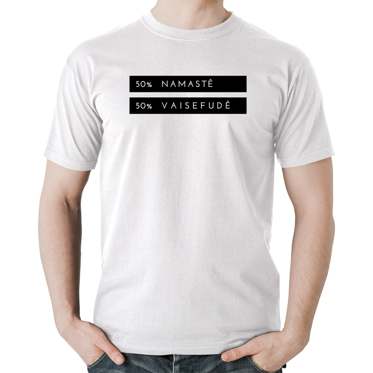 Camiseta Algodão 50% Namastê 50% Vaisefudê - Branca