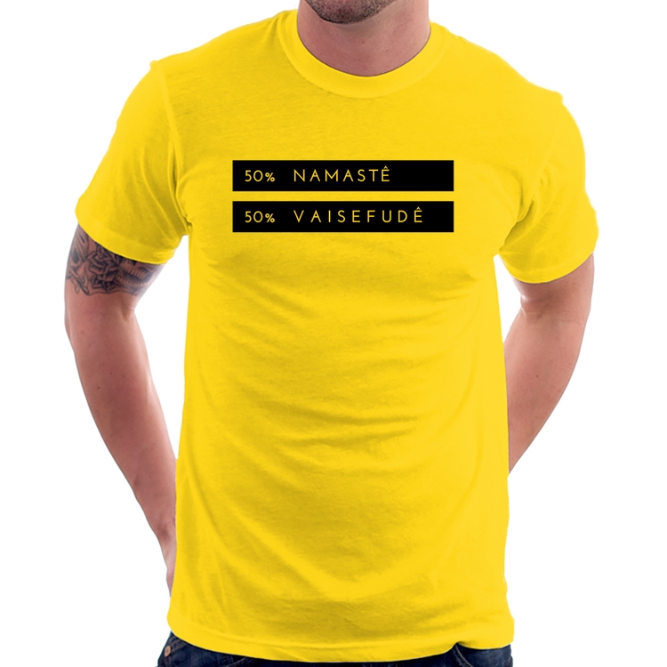 Camiseta 50% Namastê 50% Vaisefudê - Amarela