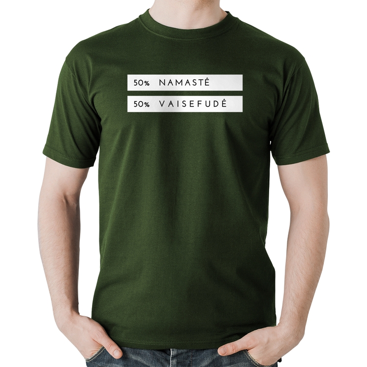 Camiseta Algodão 50% Namastê 50% Vaisefudê - Musgo