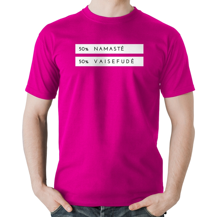 Camiseta Algodão 50% Namastê 50% Vaisefudê - Rosa