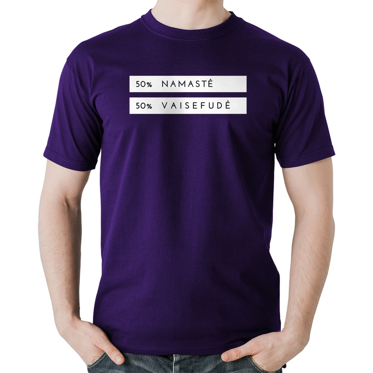 Camiseta Algodão 50% Namastê 50% Vaisefudê - Roxa