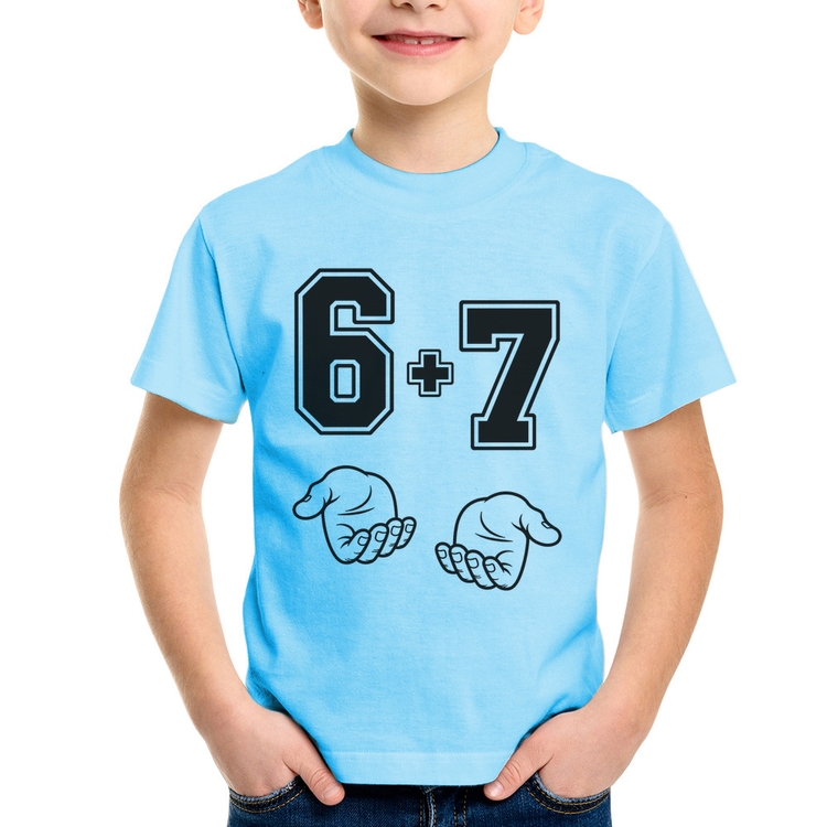 Camiseta Infantil 6 + 7 Six Seven PT 13 - Azul Bebê