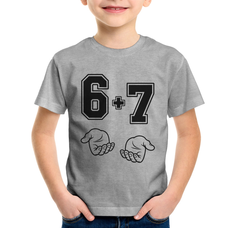 Camiseta Infantil 6 + 7 Six Seven PT 13 - Cinza