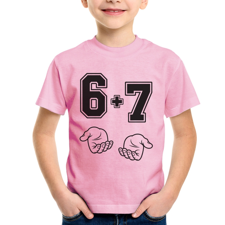 Camiseta Infantil 6 + 7 Six Seven PT 13 - Rosa Bebê