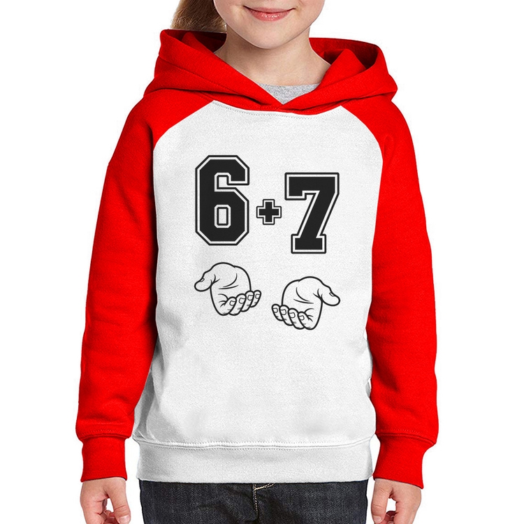 Moletom Infantil 6 + 7 Six Seven PT 13 - Branco/Vermelho