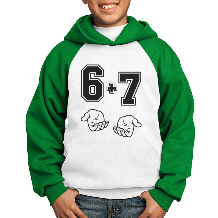 Moletom Infantil 6 + 7 Six Seven PT 13 - Branco/Verde