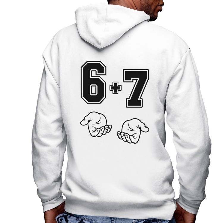 Blusa Moletom 6 + 7 Six Seven PT 13 Masculina com Capuz e Zíper - Branca