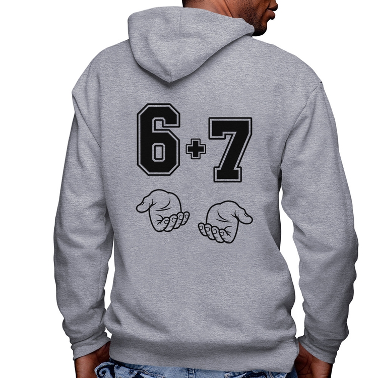 Blusa Moletom 6 + 7 Six Seven PT 13 Masculina com Capuz e Zíper - Mescla