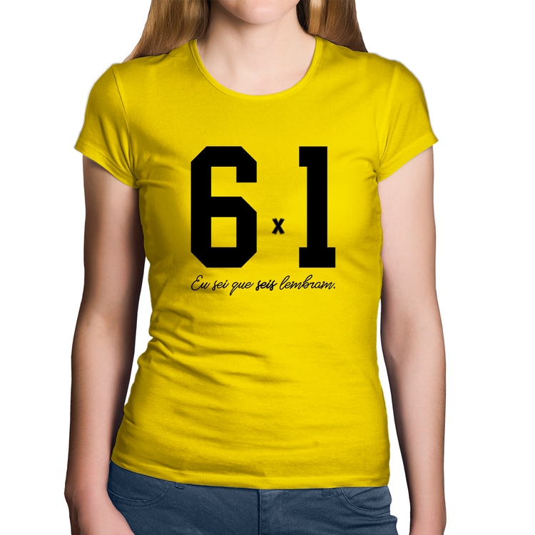 Baby Look Algodão 6x1 - Amarela