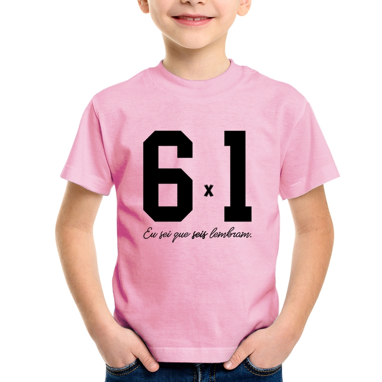 Camiseta Infantil 6x1 - Rosa Bebê