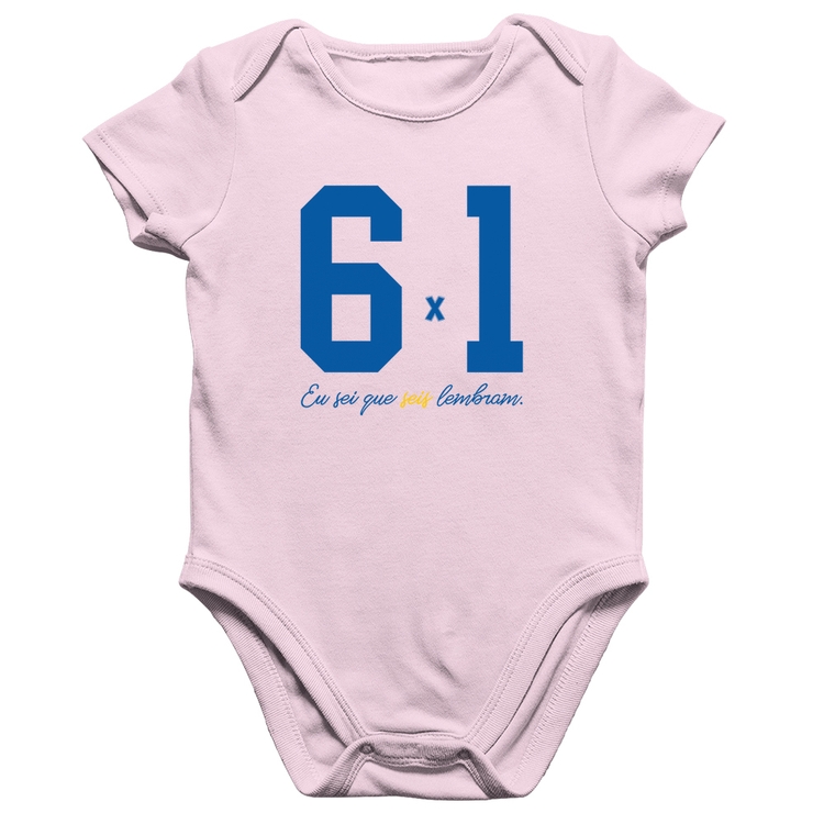 Body Bebê Algodão 6x1 Eu sei que seis lembram - Rosa Bebê