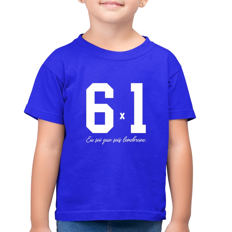 Camiseta Algodão Infantil 6x1 Eu sei que seis lembram - Azul Royal