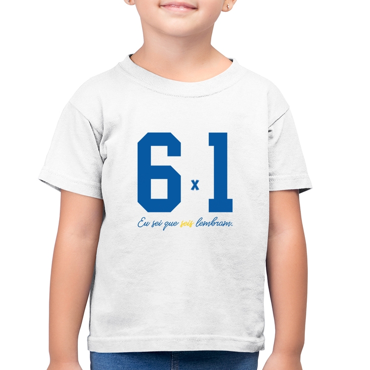 Camiseta Algodão Infantil 6x1 Eu sei que seis lembram - Branca