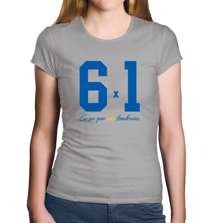 Baby Look Algodão 6x1 Eu sei que seis lembram - Cinza