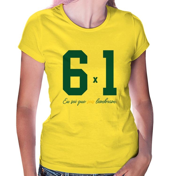 Baby Look 6x1 Eu sei que seis lembram - Amarela