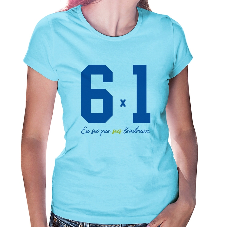 Baby Look 6x1 Eu sei que seis lembram - Azul Bebê