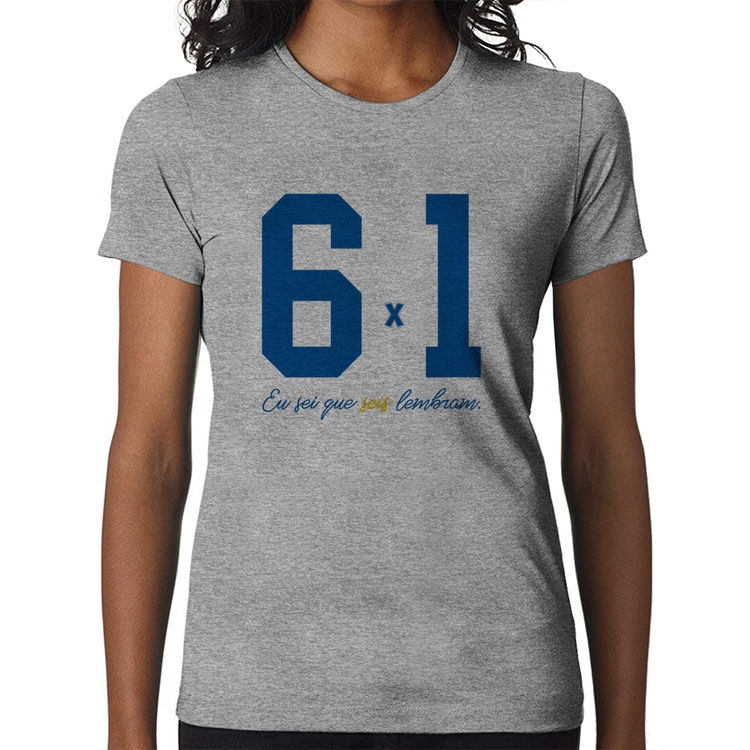 Baby Look 6x1 Eu sei que seis lembram - Cinza