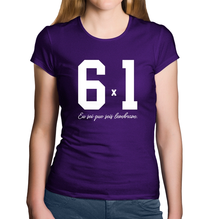 Baby Look Algodão 6x1 Eu sei que seis lembram - Roxa