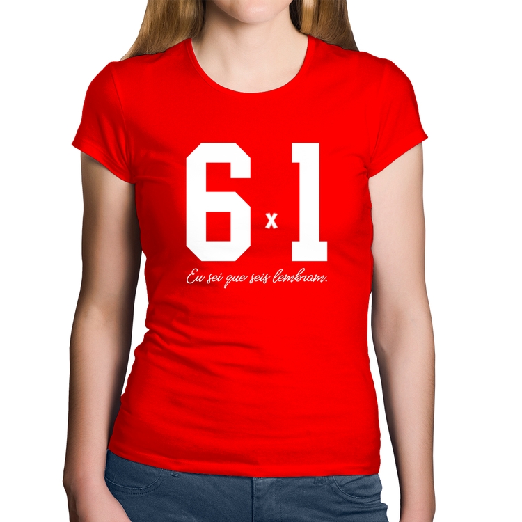 Baby Look Algodão 6x1 Eu sei que seis lembram - Vermelha