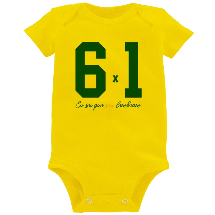 Body Bebê 6x1 Eu sei que seis lembram - Amarelo