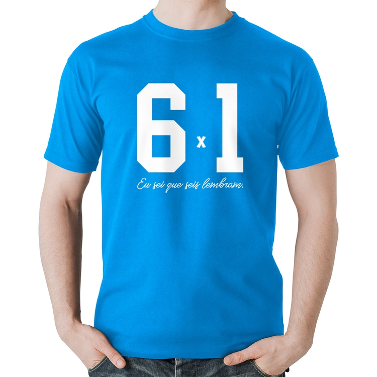 Camiseta Algodão 6x1 Eu sei que seis lembram - Azul