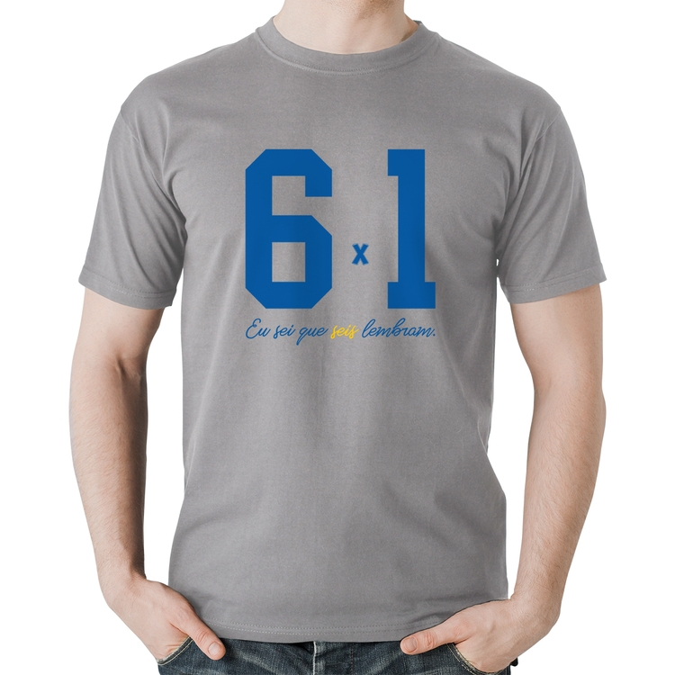 Camiseta Algodão 6x1 Eu sei que seis lembram - Cinza
