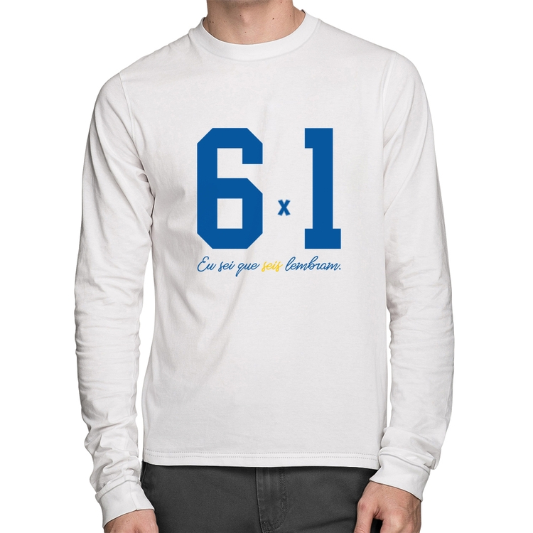 Camiseta Algodão 6x1 Eu sei que seis lembram Manga Longa - Branca