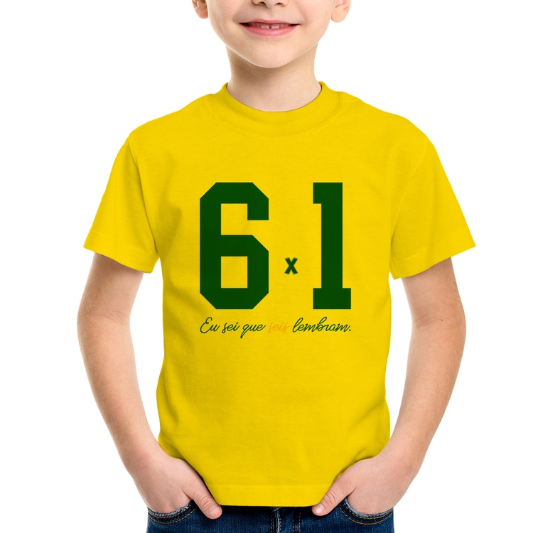 Camiseta Infantil 6x1 Eu sei que seis lembram - Amarela