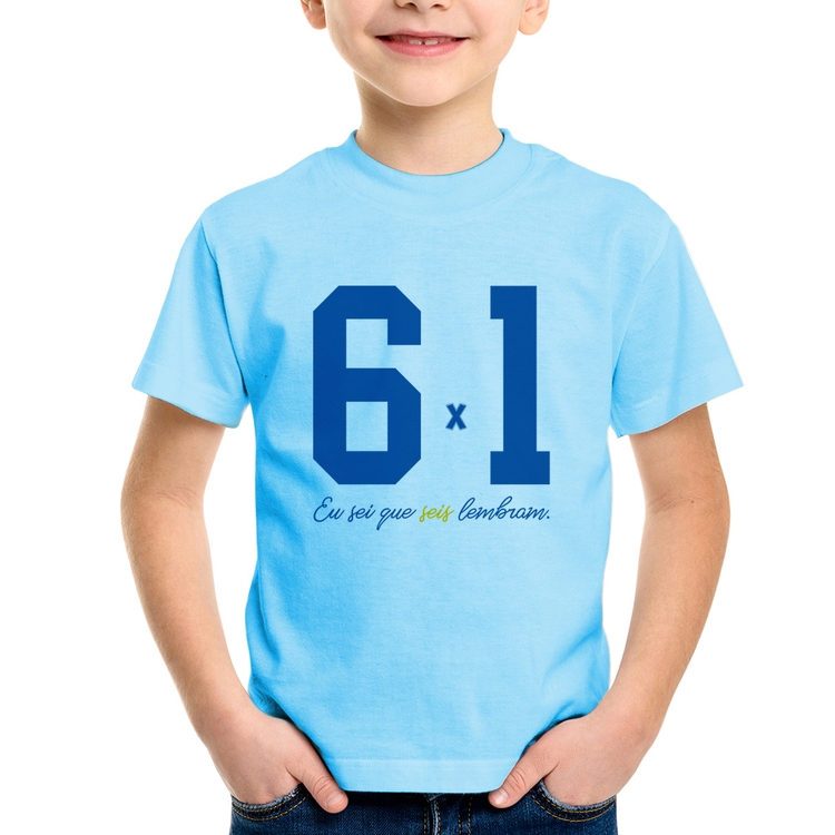Camiseta Infantil 6x1 Eu sei que seis lembram - Azul Bebê