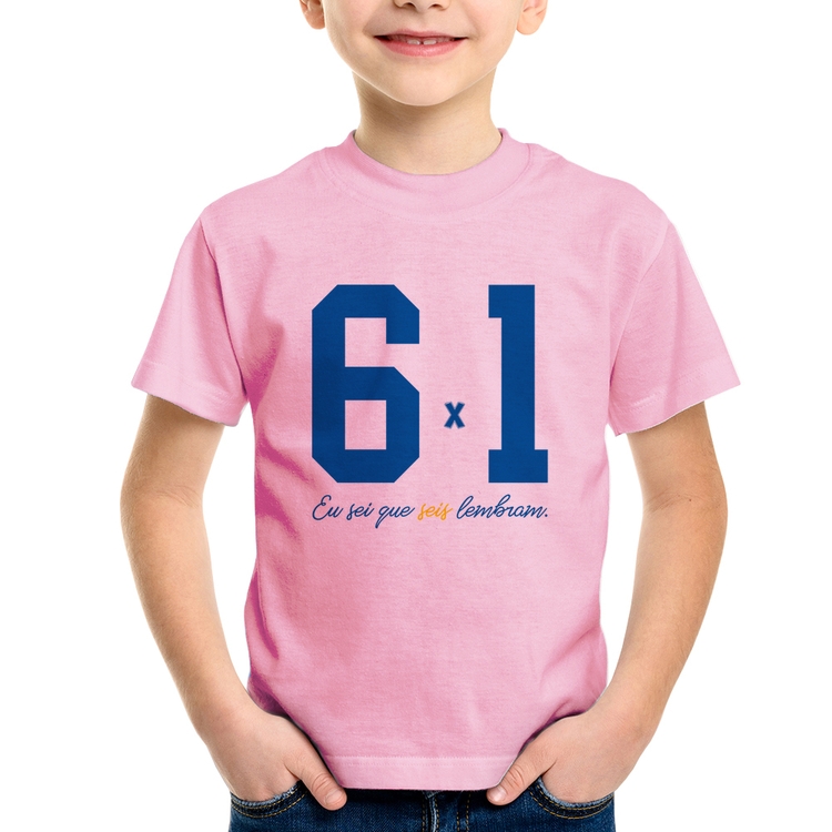 Camiseta Infantil 6x1 Eu sei que seis lembram - Rosa Bebê