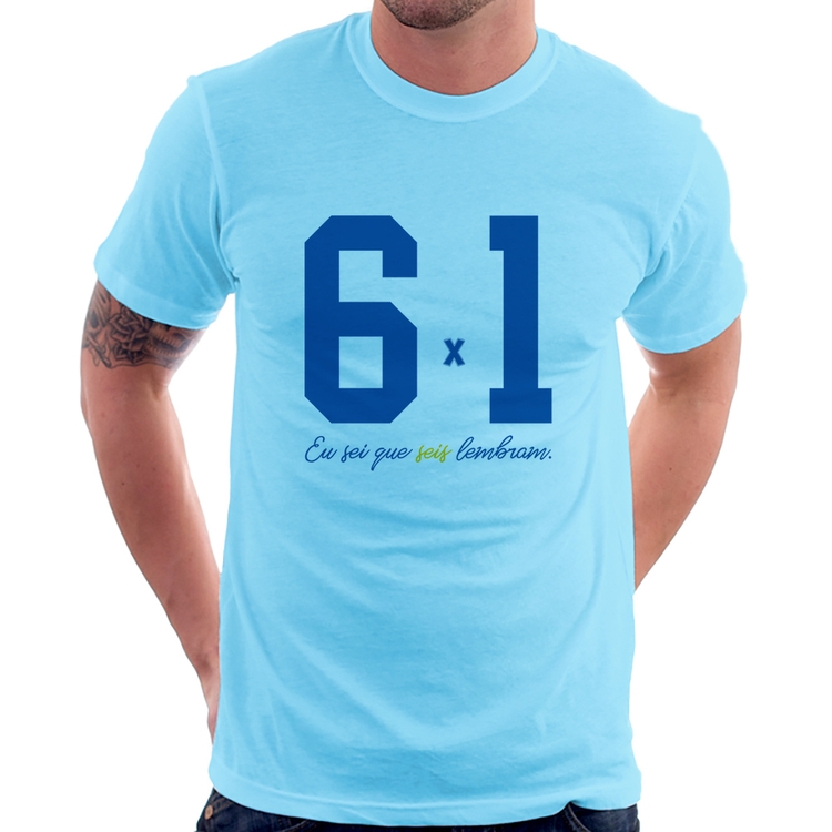 Camiseta 6x1 Eu sei que seis lembram - Azul Bebê