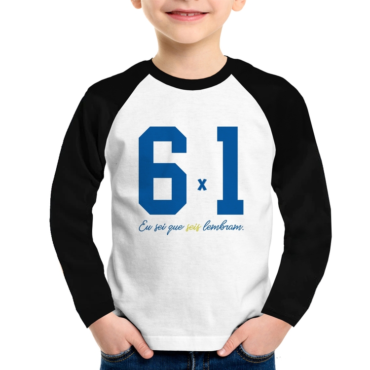 Camiseta Raglan Infantil 6x1 Eu sei que seis lembram Manga Longa