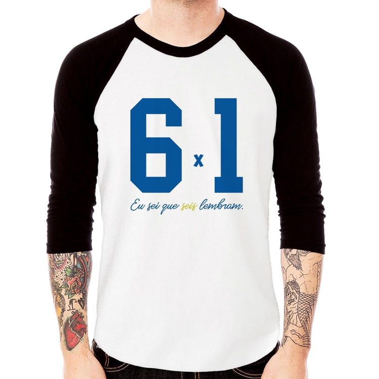 Camiseta Raglan 6x1 Eu sei que seis lembram Manga 3/4
