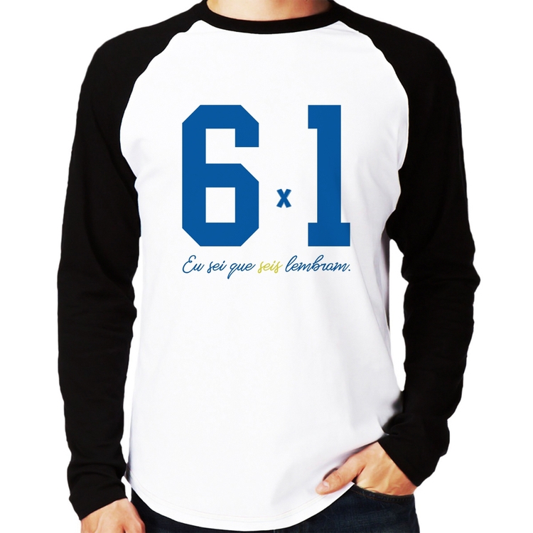 Camiseta Raglan 6x1 Eu sei que seis lembram Manga Longa