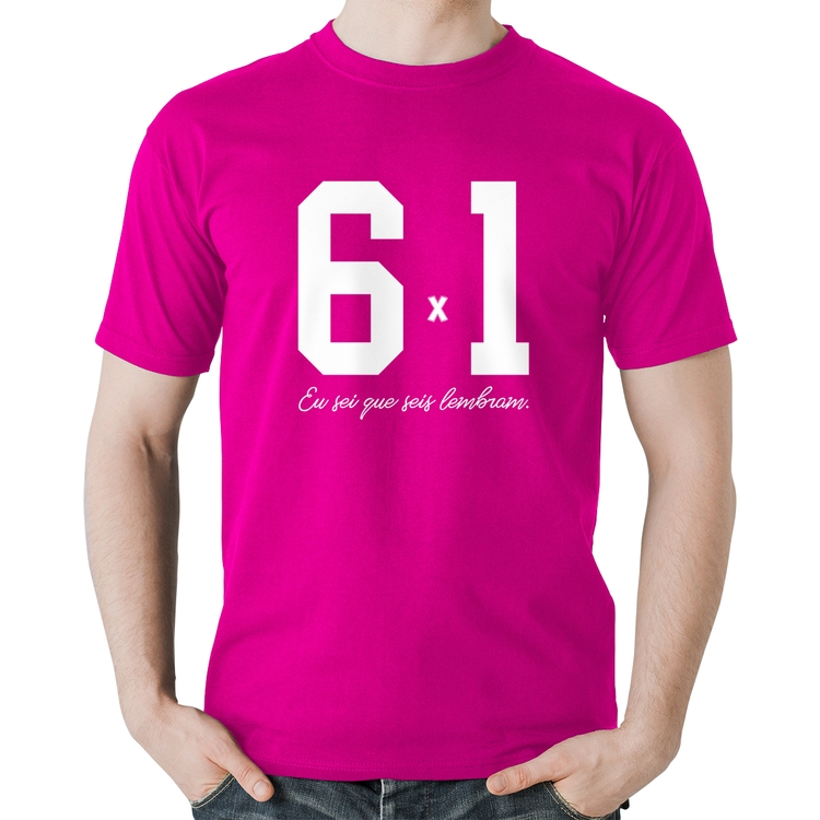 Camiseta Algodão 6x1 Eu sei que seis lembram - Rosa