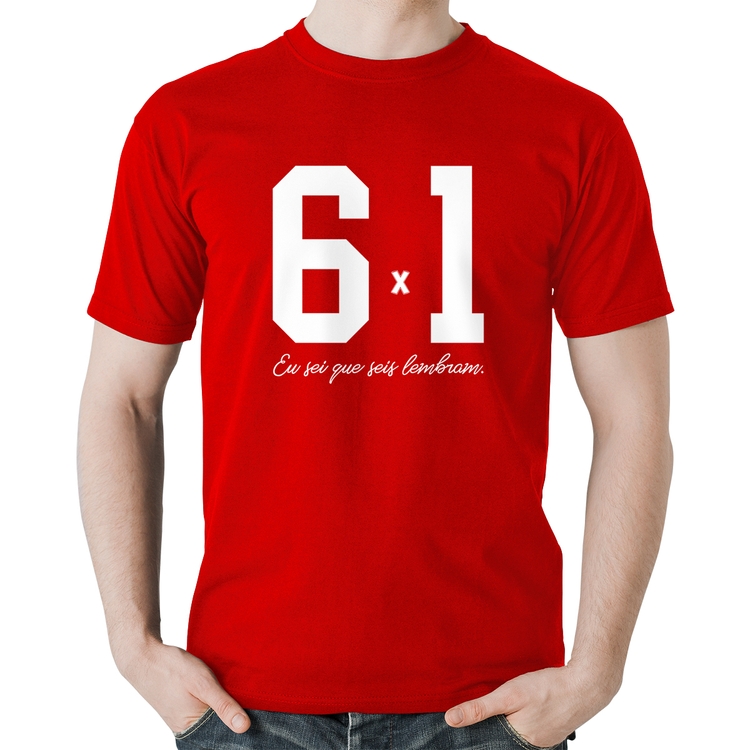 Camiseta Algodão 6x1 Eu sei que seis lembram - Vermelha