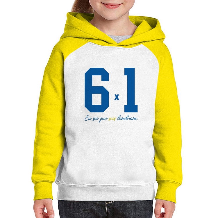 Moletom Infantil 6x1 Eu sei que seis lembram - Branco/Amarelo