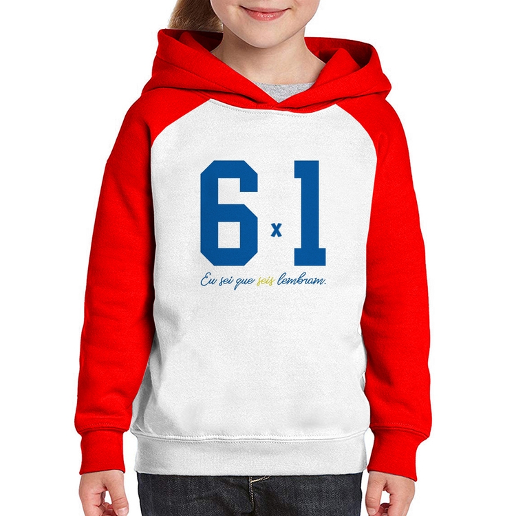 Moletom Infantil 6x1 Eu sei que seis lembram - Branco/Vermelho