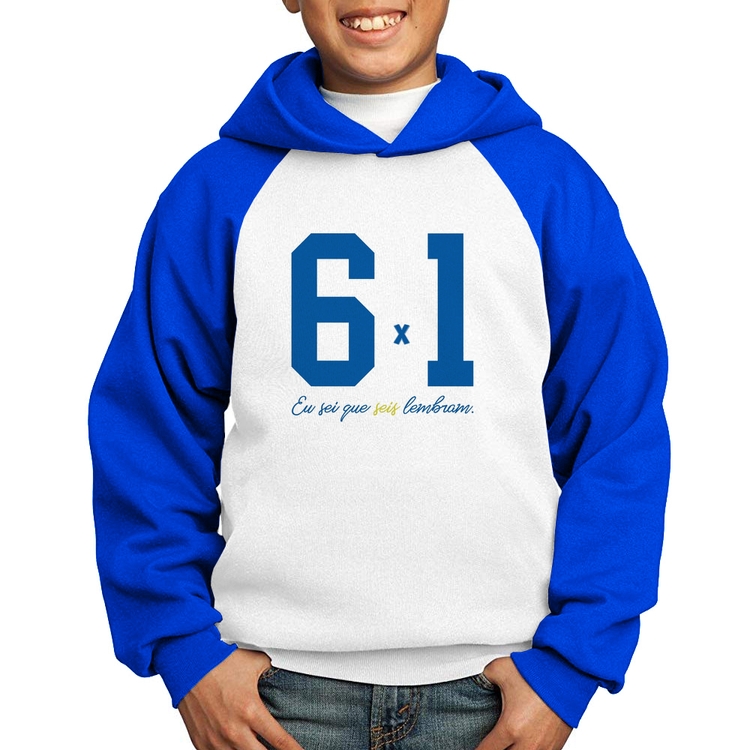 Moletom Infantil 6x1 Eu sei que seis lembram - Branco/Azul