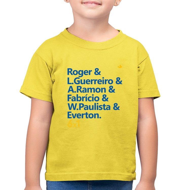 Camiseta Algodão Infantil 6x1 Gols - Amarelo Canário