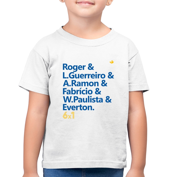 Camiseta Algodão Infantil 6x1 Gols - Branca