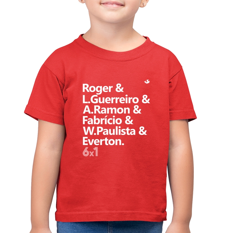 Camiseta Algodão Infantil 6x1 Gols - Vermelha