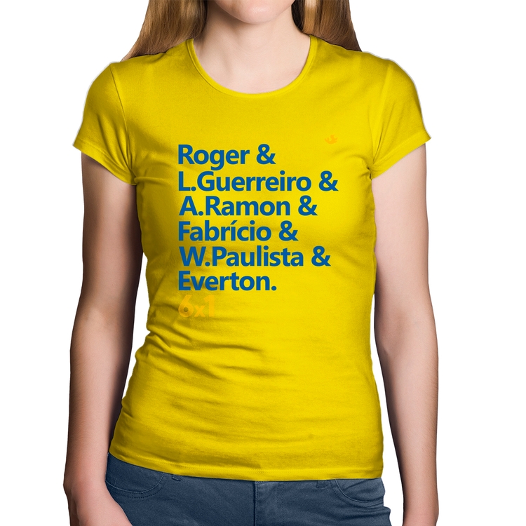 Baby Look Algodão 6x1 Gols - Amarela