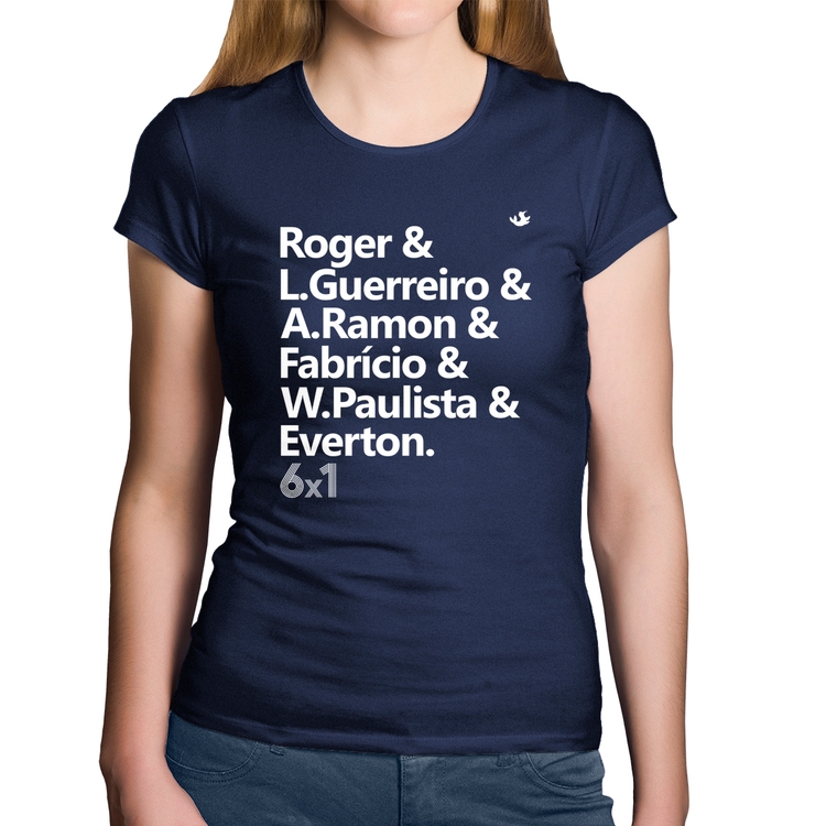 Baby Look Algodão 6x1 Gols - Marinho